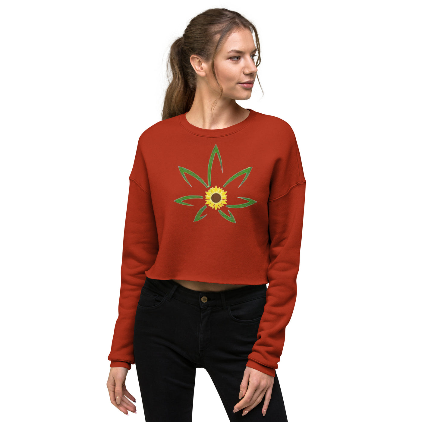 Hella Raw Sunflower Womens Crop Sweatshirt