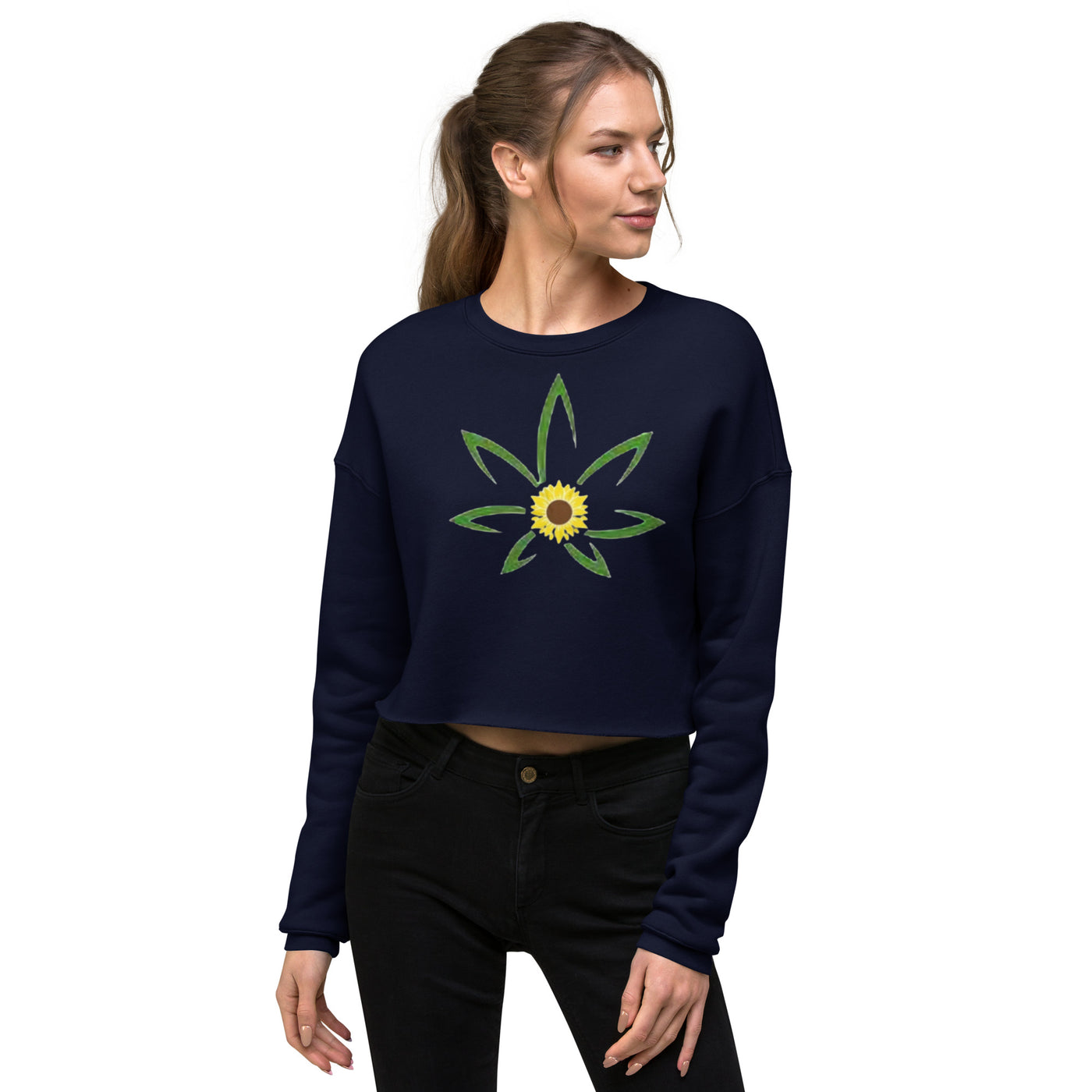 Hella Raw Sunflower Womens Crop Sweatshirt