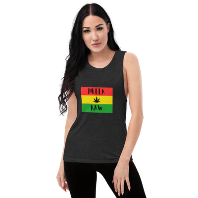 Ladies’ Muscle Tank Hella Raw RBG Sunflower Girl