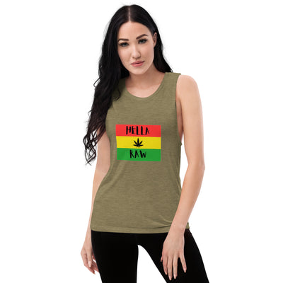 Ladies’ Muscle Tank Hella Raw RBG Sunflower Girl