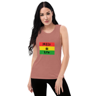 Ladies’ Muscle Tank Hella Raw RBG Sunflower Girl