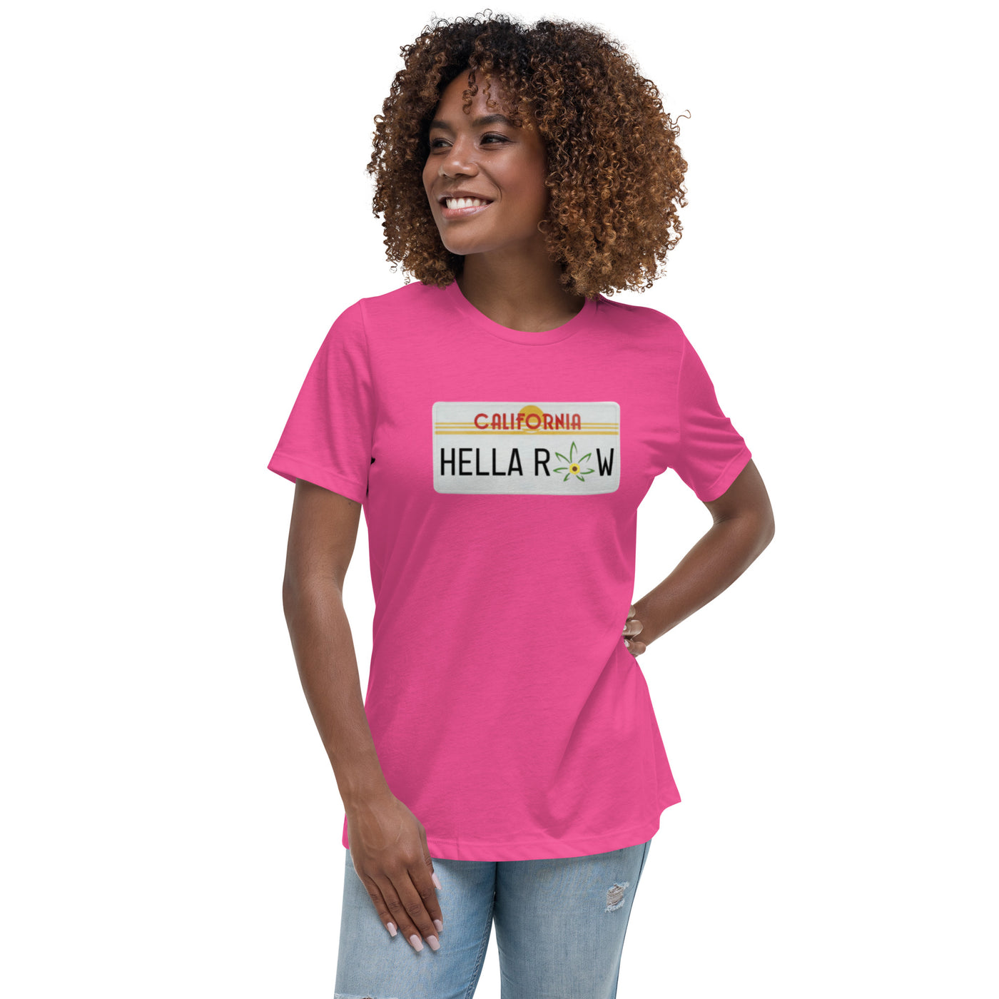 Hella Raw Cali License Plate Unisex Women's Relaxed T-Shirt