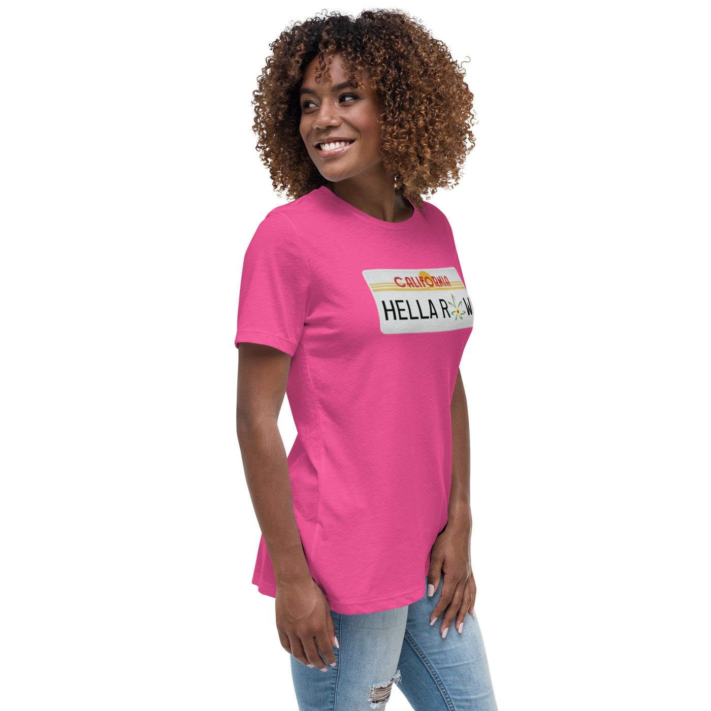 Hella Raw Cali License Plate Unisex Women's Relaxed T-Shirt