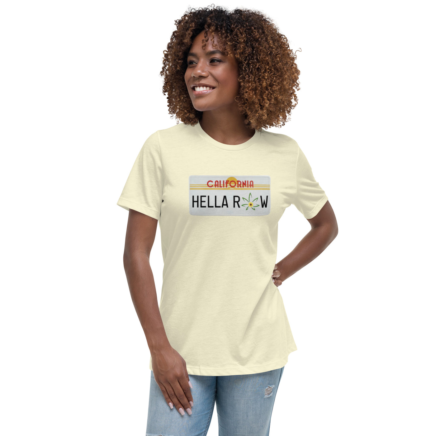 Hella Raw Cali License Plate Unisex Women's Relaxed T-Shirt