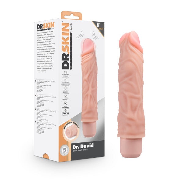 Hella Raw Dr. Skin Silicone Dr. David 8 In Vibrating Dildo Beige