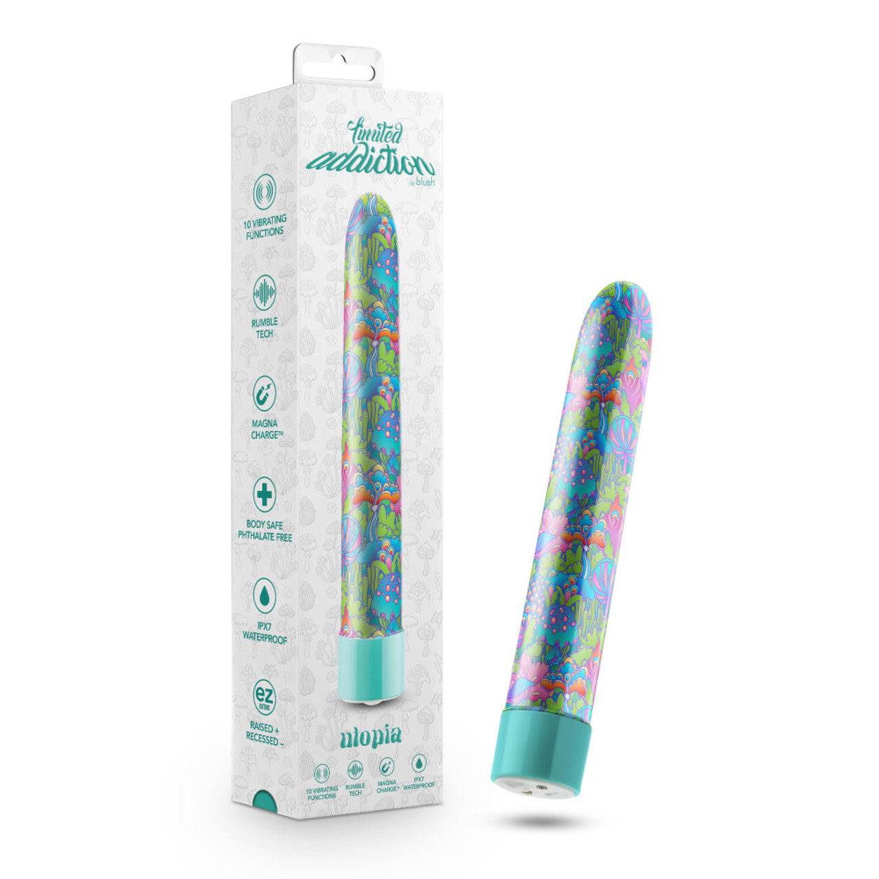 Hella Raw Limited Addiction Utopia 7 In Rechargeable Vibe Aqua