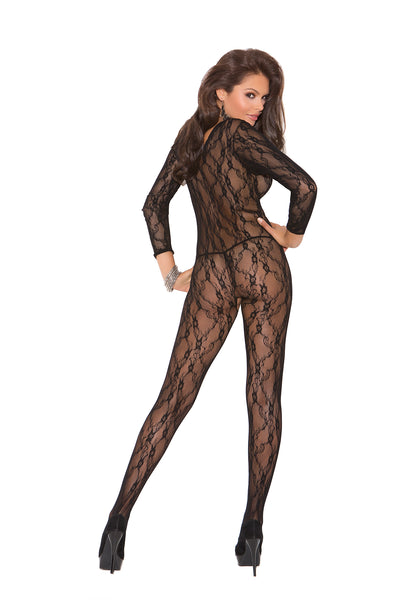 Hella Raw Deep V Bodystocking W/ Long Sleeves Black O/s