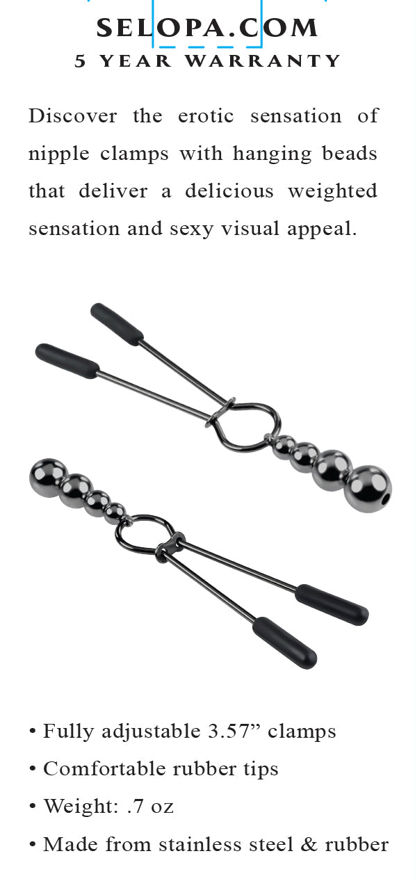 Hella Raw Selopa Beaded Nipple Clamps Black Chrome