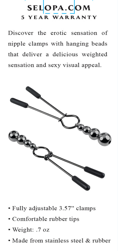 Hella Raw Selopa Beaded Nipple Clamps Black Chrome