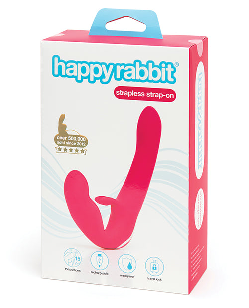 Hella Raw Happy Rabbit Rechargeable Pink Vibrating Strapless Strap On