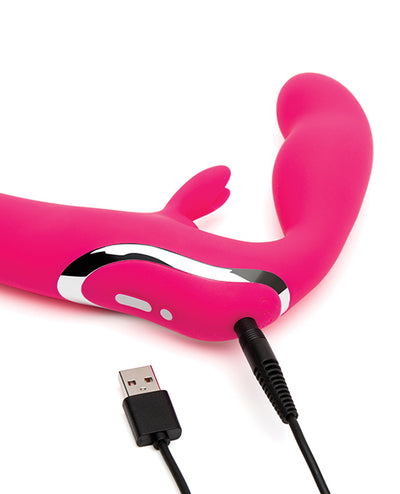 Hella Raw Happy Rabbit Rechargeable Pink Vibrating Strapless Strap On