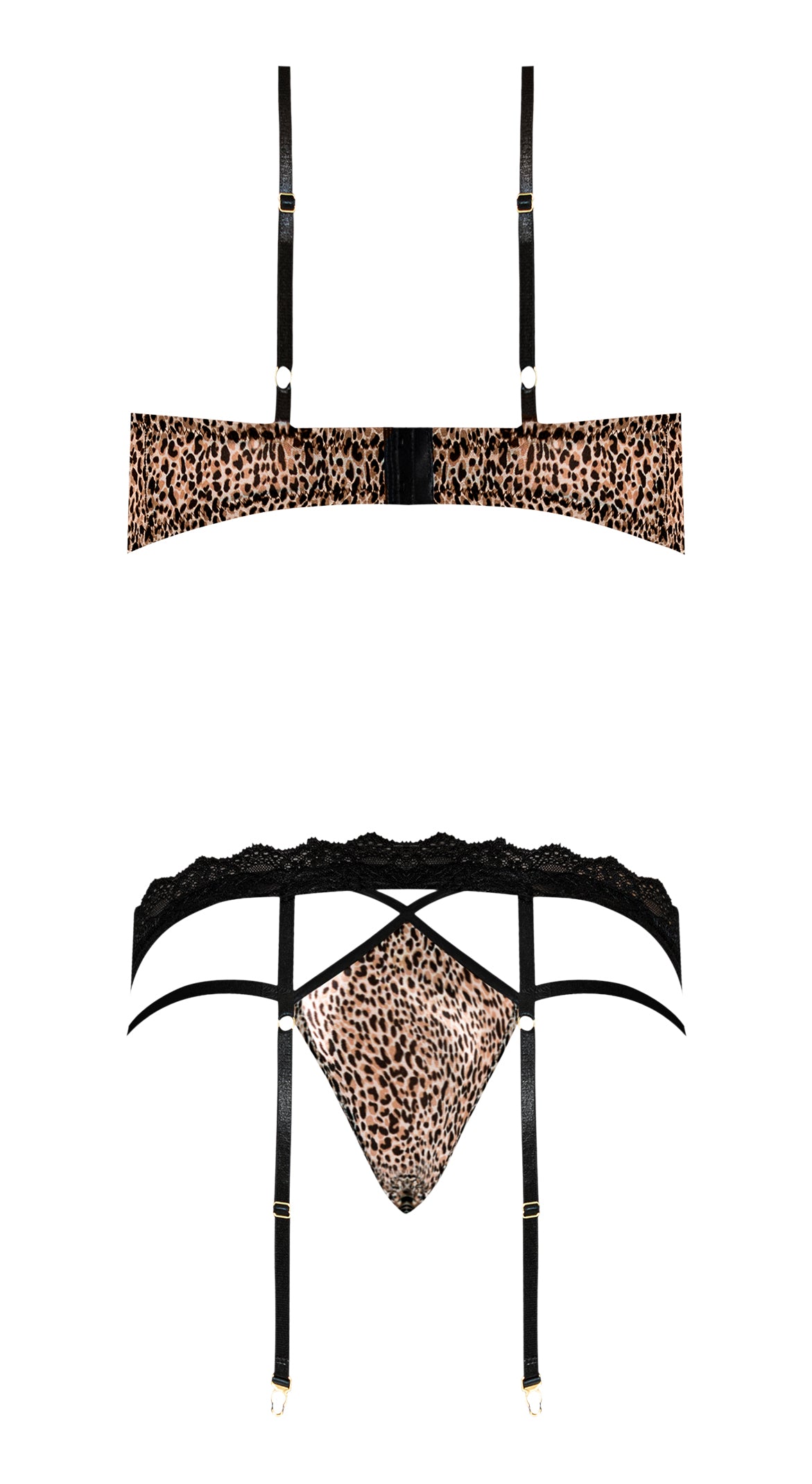 Purrfect Bra & Garter Panty Leopard S/m