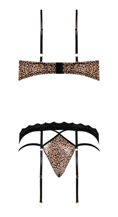 Purrfect Bra & Garter Panty Leopard S/m