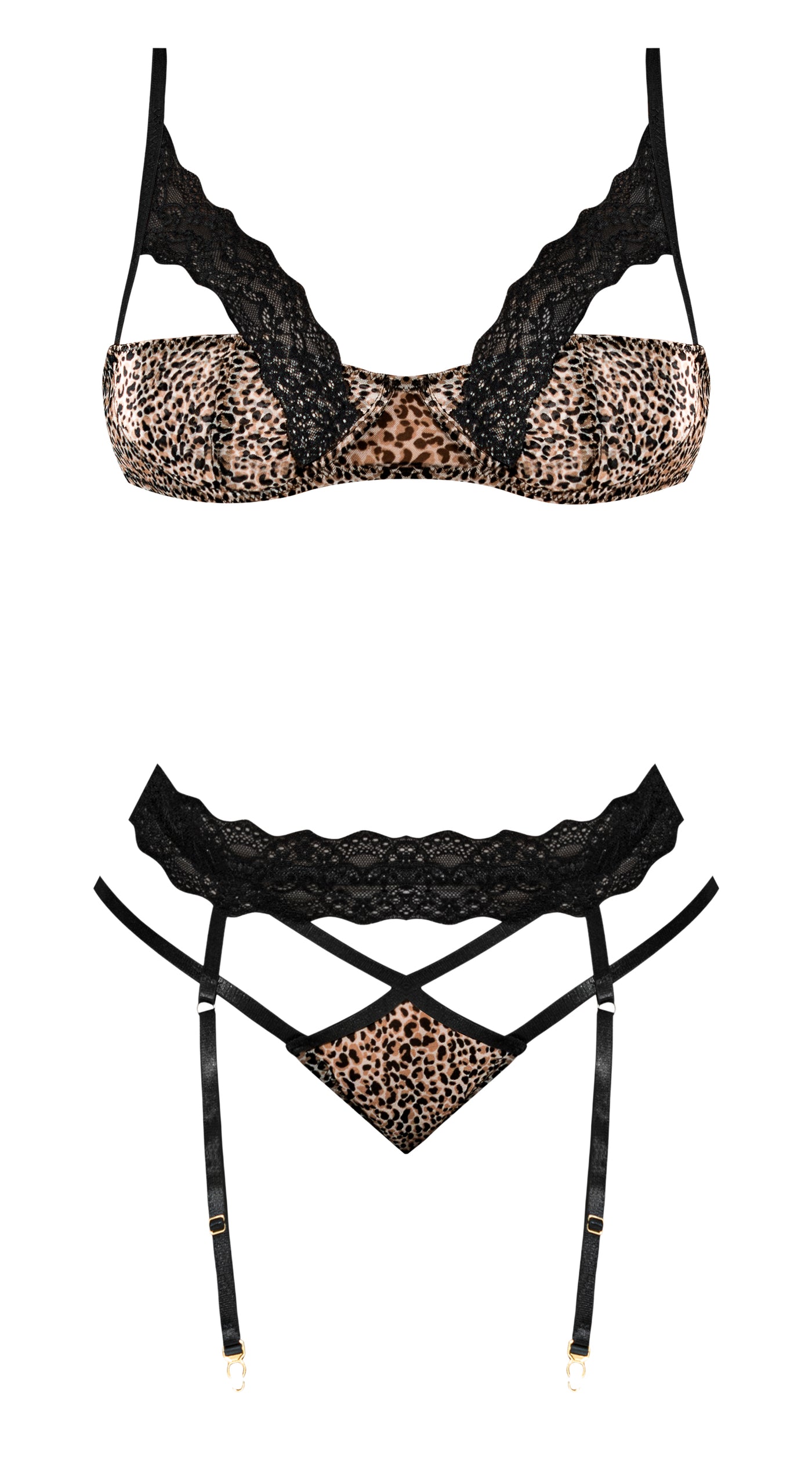 Purrfect Bra & Garter Panty Leopard S/m