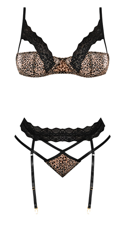 Purrfect Bra & Garter Panty Leopard S/m