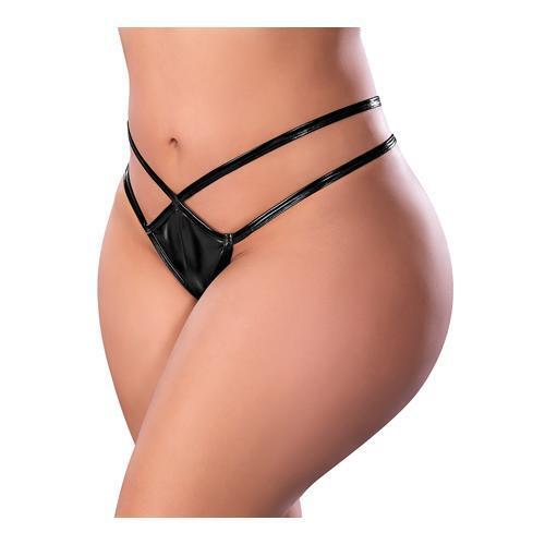 Hella Raw Liquid Onyx Crotchless Panty Black 2xl