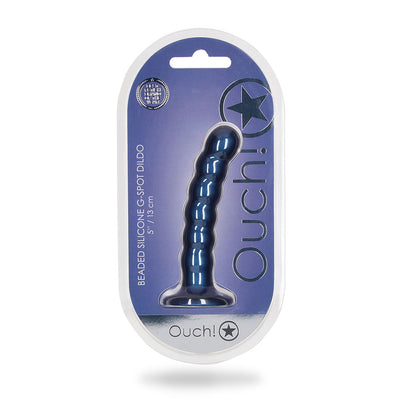 Hella Raw Ouch! Beaded Silicone G-spot Dildo 5 In Metallic Blue