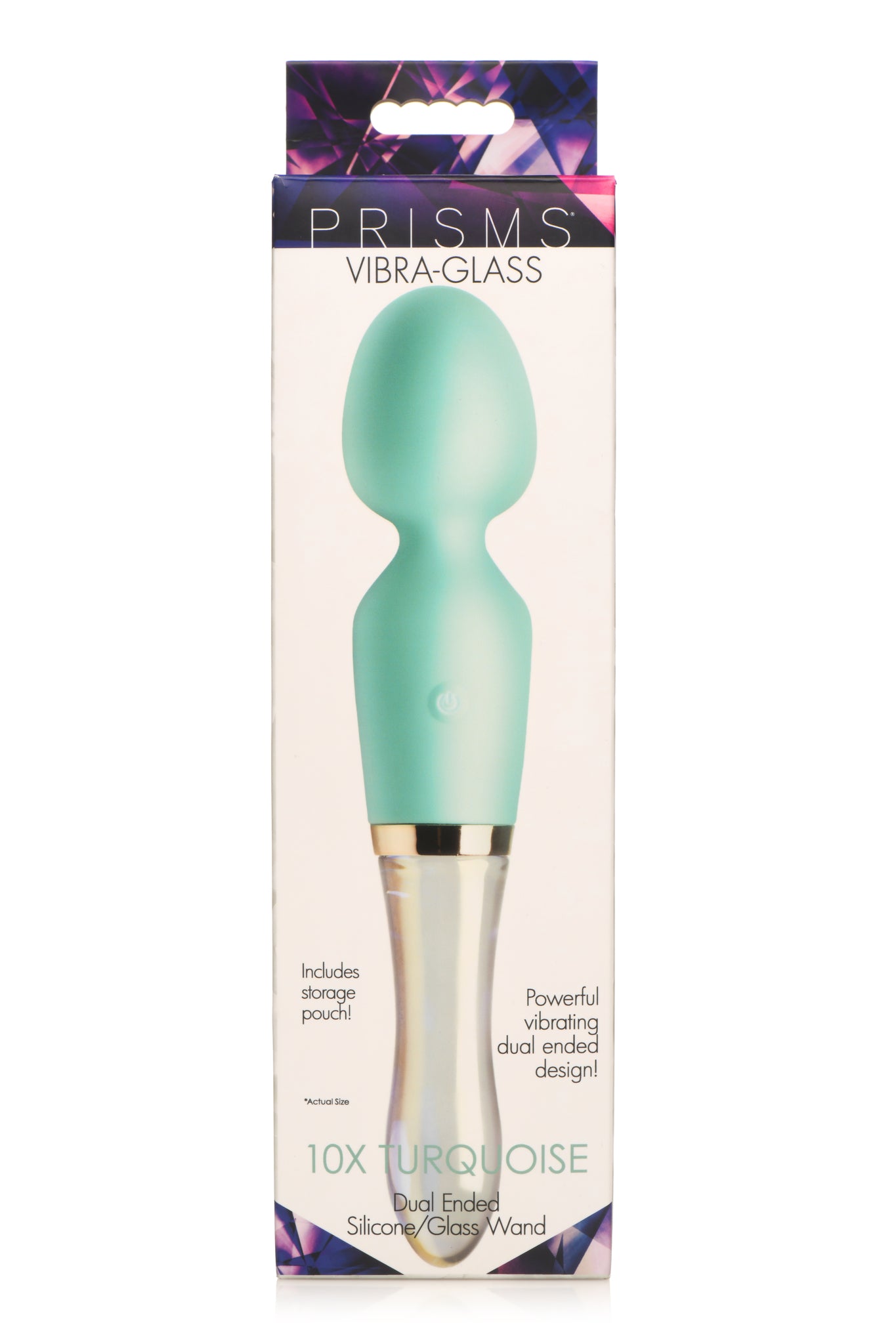 Hella Raw Prisms Vibra-glass 10x Turquoise Glass Wand Dual End