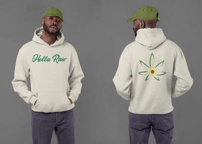 Hecka Raw Mens Hoodie Sunflower Back Print