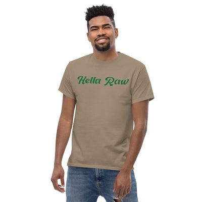 Hella Raw Men's classic T Shirt-Front and Sunflower Back Print