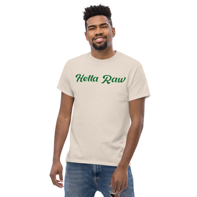 Hella Raw Men's classic T Shirt-Front and Sunflower Back Print