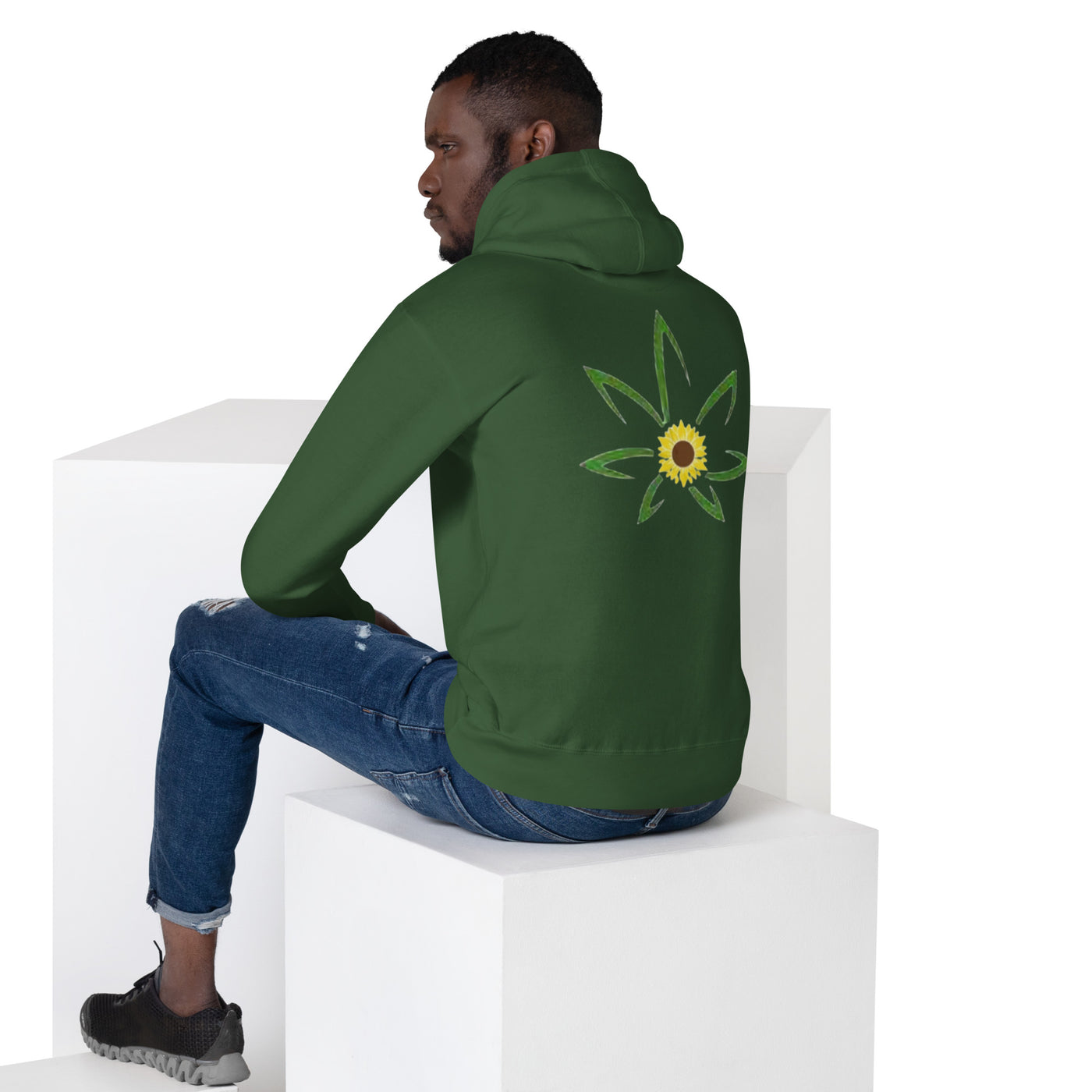 Hecka Raw Mens Hoodie Sunflower Back Print