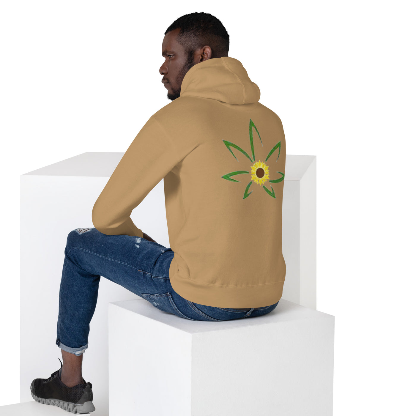 Hecka Raw Mens Hoodie Sunflower Back Print