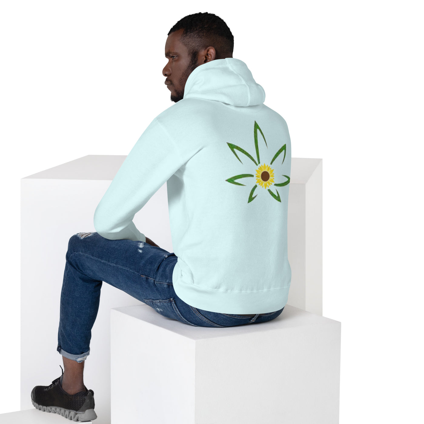 Hecka Raw Mens Hoodie Sunflower Back Print