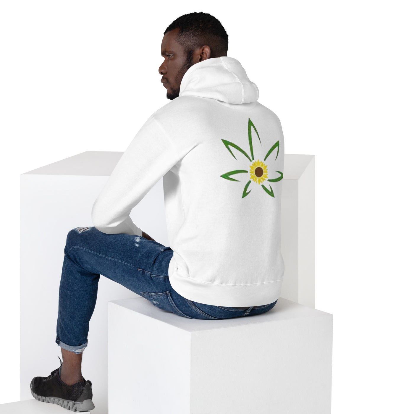 Hecka Raw Mens Hoodie Sunflower Back Print